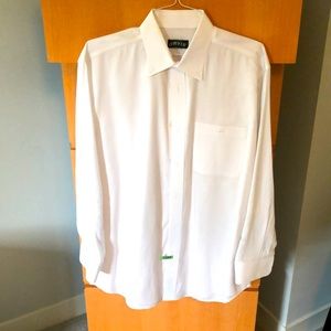 Mens White Orvis Button Down Shirt with unique venting across back of neck